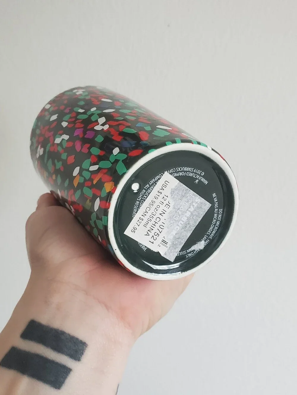 NEW Starbucks 2019 Holiday Green Confetti Double Wall Ceramic Hot Cup 12oz